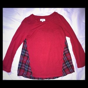 Red Plaid Detail Shirt